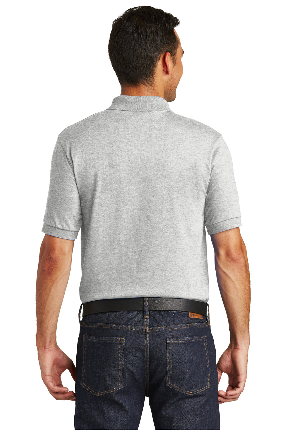 Port & Company KP55P Mens Core Stain Resistant Short Sleeve Polo Shirt w/ Pocket Ash Grey Back