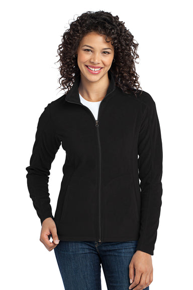 Port Authority L223 Womens Full Zip Microfleece Jacket Black Front