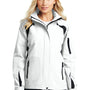 Port Authority Womens All Season II Waterproof Full Zip Hooded Jacket - White/Black - Closeout