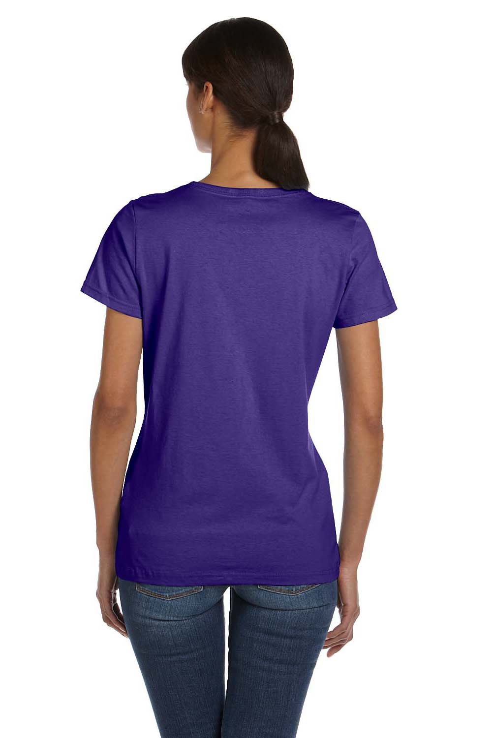 Fruit Of The Loom L3930R Womens HD Jersey Short Sleeve Crewneck T-Shirt Purple Back