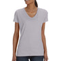 Fruit Of The Loom Womens HD Jersey Short Sleeve V-Neck T-Shirt - Heather Grey