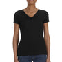 Fruit Of The Loom Womens HD Jersey Short Sleeve V-Neck T-Shirt - Black
