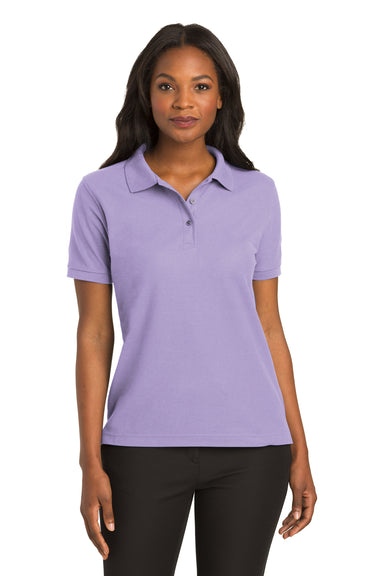 Port Authority L500 Womens Silk Touch Wrinkle Resistant Short Sleeve Polo Shirt Lavender Purple Front