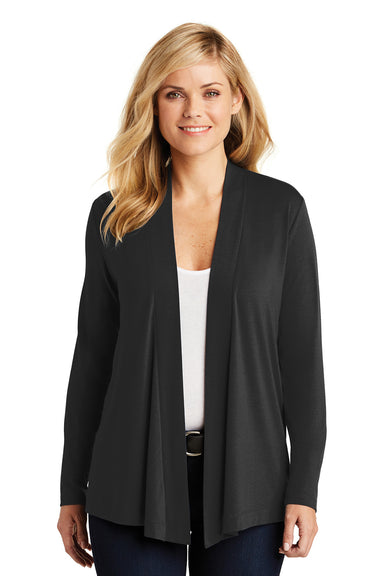 Port Authority L5430 Womens Concept Long Sleeve Cardigan Sweater Black Front