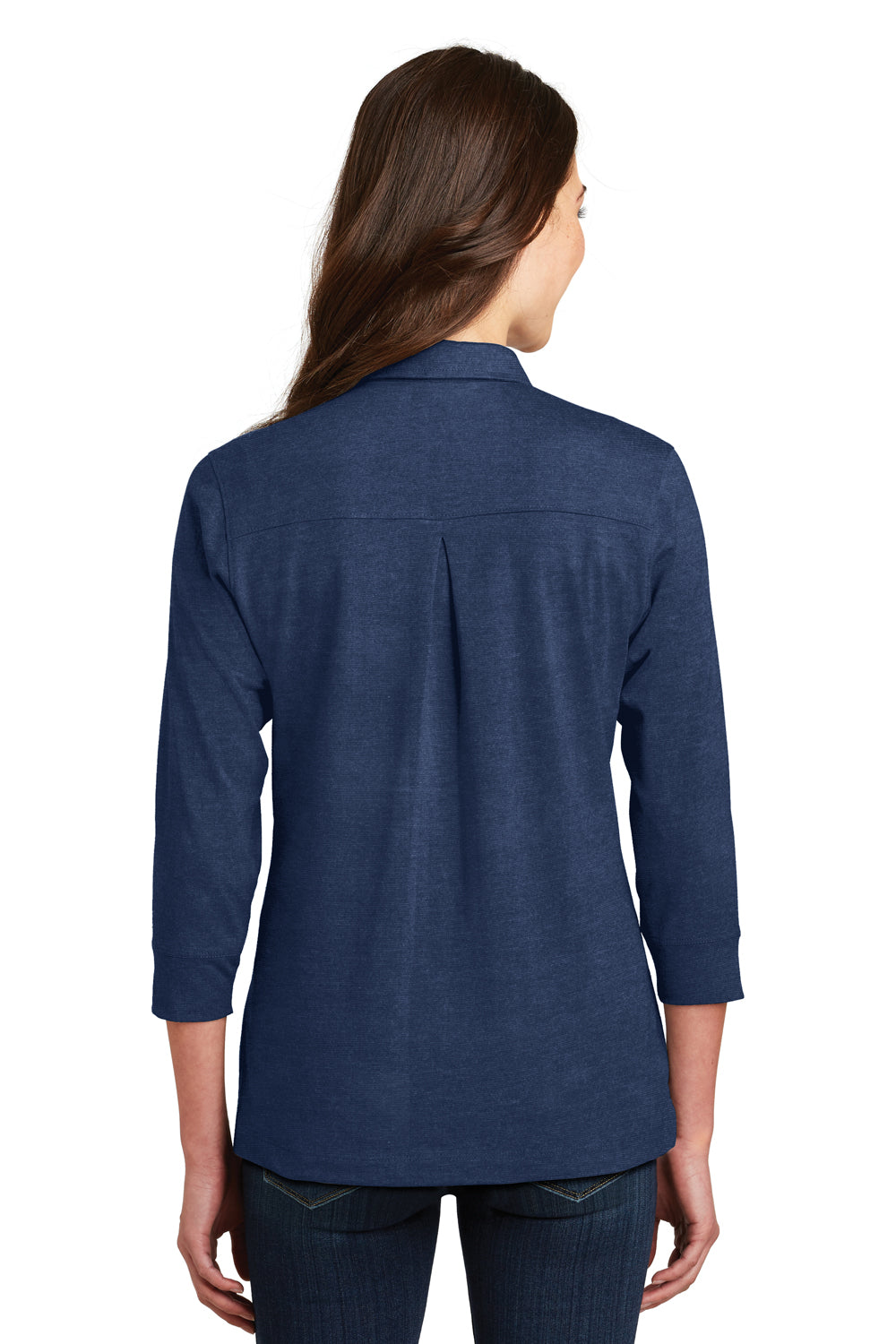 Port Authority L578 Womens Meridian 3/4 Sleeve Polo Shirt Estate Blue Back