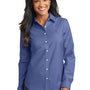Port Authority Womens SuperPro Oxford Wrinkle Resistant Long Sleeve Button Down Shirt - Navy Blue