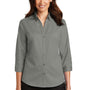 Port Authority Womens SuperPro Wrinkle Resistant 3/4 Sleeve Button Down Shirt - Monument Grey