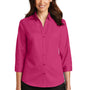Port Authority Womens SuperPro Wrinkle Resistant 3/4 Sleeve Button Down Shirt - Azalea Pink - Closeout