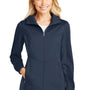 Port Authority Womens Active Wind & Water Resistant Full Zip Hooded Jacket - Dress Navy Blue