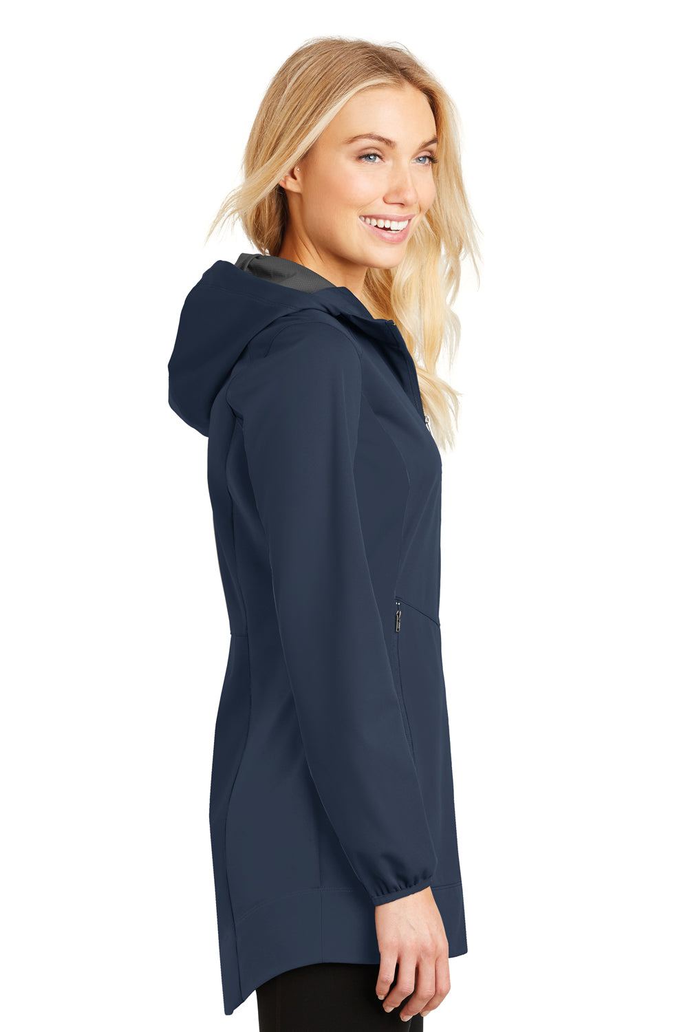 Port Authority L719 Womens Active Wind & Water Resistant Full Zip Hooded Jacket Navy Blue Side