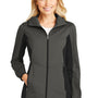 Port Authority Womens Active Wind & Water Resistant Full Zip Hooded Jacket - Steel Grey/Deep Black
