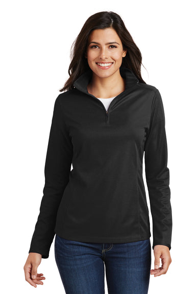 Port Authority L806 Womens Moisture Wicking 1/4 Zip Sweatshirt Black Front