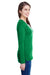LAT LA3538 Womens Fine Jersey Lace Up Long Sleeve V-Neck T-Shirt Kelly Green Side