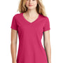 New Era Womens Heritage Short Sleeve V-Neck T-Shirt - Deep Pink