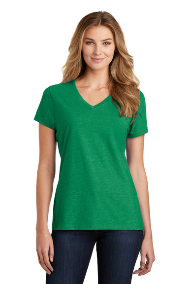 Port & Company LPC455V Womens Fan Favorite Short Sleeve V-Neck T-Shirt Heather Kelly Green Front