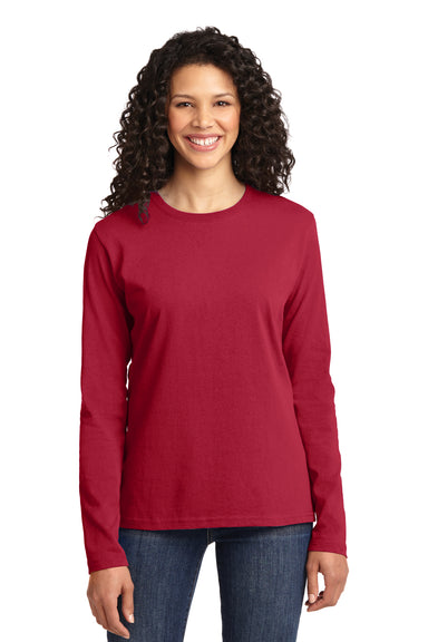 Port & Company LPC54LS Womens Core Long Sleeve Crewneck T-Shirt Red Front