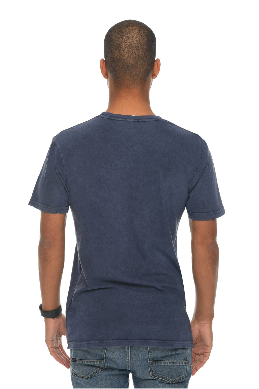 Lane Seven LST002 Mens Vintage Short Sleeve Crewneck T-Shirt Vintage Denim Blue Back