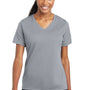 Sport-Tek Womens RacerMesh Moisture Wicking Short Sleeve V-Neck T-Shirt - Silver Grey