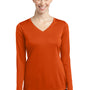 Sport-Tek Womens Competitor Moisture Wicking Long Sleeve V-Neck T-Shirt - Deep Orange - Closeout