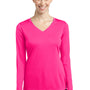 Sport-Tek Womens Competitor Moisture Wicking Long Sleeve V-Neck T-Shirt - Neon Pink
