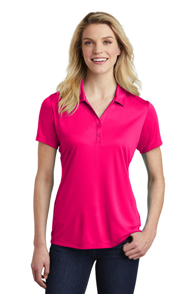 Sport-Tek LST550 Womens Competitor Moisture Wicking Short Sleeve Polo Shirt Raspberry Pink Front