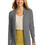 Port Authority Womens Long Sleeve Cardigan Sweater - Heather Medium Grey