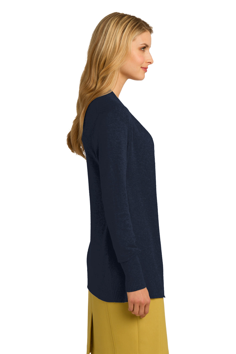 Port Authority LSW289 Womens Long Sleeve Cardigan Sweater Navy Blue Side