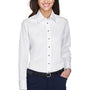 Harriton Womens Wrinkle Resistant Long Sleeve Button Down Shirt - White