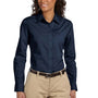 Harriton Womens Essential Long Sleeve Button Down Shirt - Navy Blue