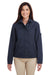 Harriton M705W Womens Auxiliary Water Resistant Canvas Full Zip Jacket Navy Blue Front