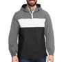Nautica Mens Windward Wind & Water Resistant 1/4 Zip Hooded Jacket - Graphite Grey/Black