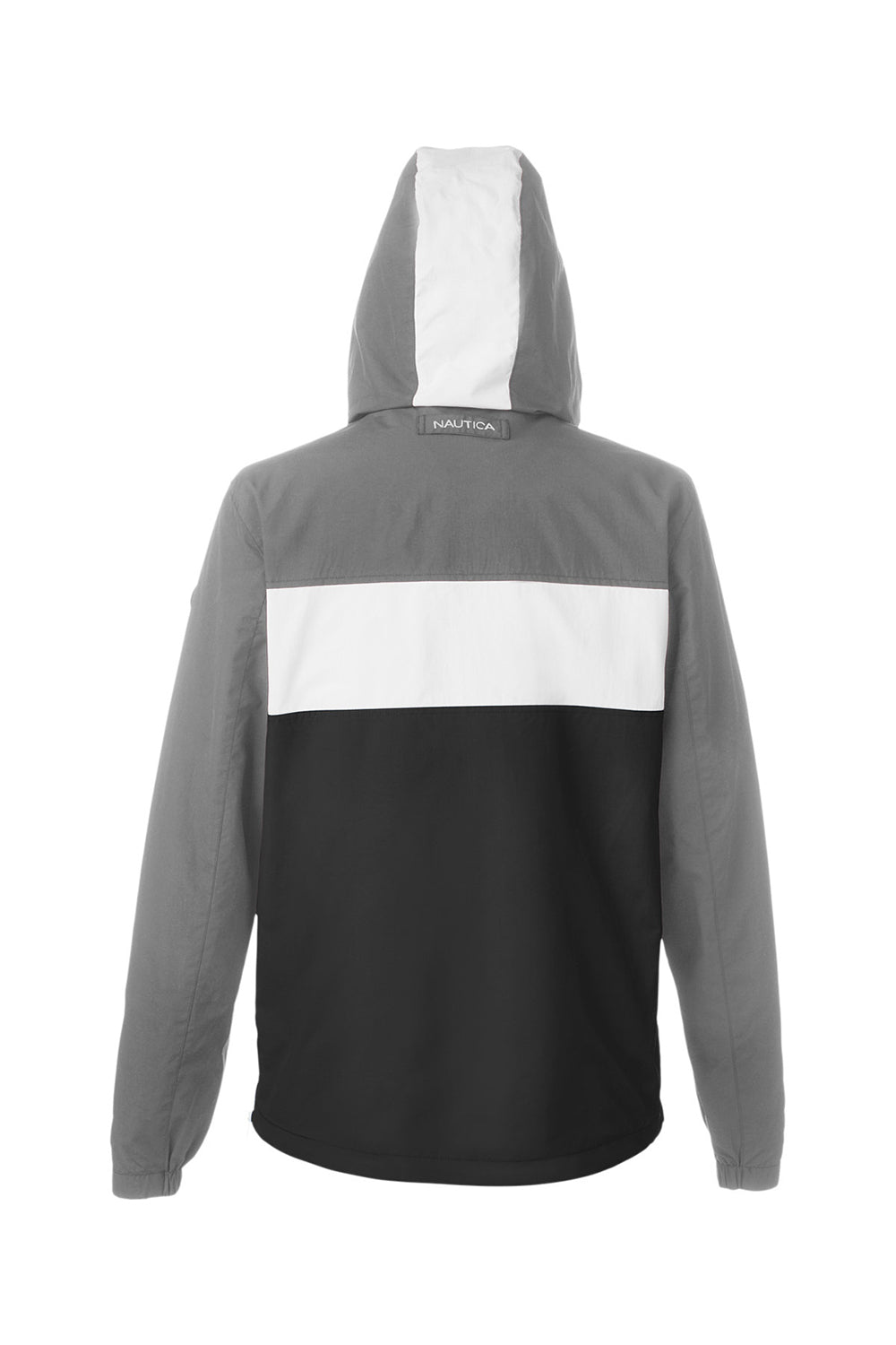 Nautica N17174 Mens Windward 1/4 Zip Hooded Jacket Graphite Grey/Black Flat Back
