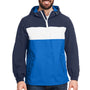 Nautica Mens Windward Wind & Water Resistant 1/4 Zip Hooded Jacket - Navy Blue/Royal Blue