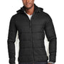 Nautica Mens Nautical Mile Wind Resistant Packable Full Zip Hooded Puffer Jacket - Black/Antique White