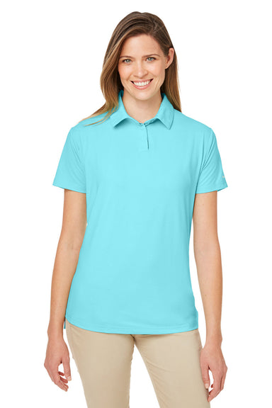 Nautica N17923 Womens Saltwater Short Sleeve Polo Shirt Sea Mist Blue Front
