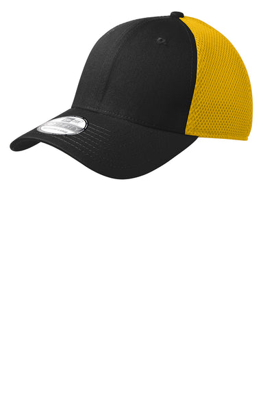 New Era NE1020 Mens Stretch Fit Hat Black/Gold Front