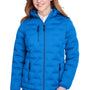 North End Womens Loft Waterproof Full Zip Hooded Puffer Jacket - Olympic Blue/Carbon Grey