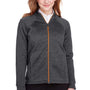 North End Womens Flux 2.0 Fleece Water Resistant Full Zip Jacket - Heather Black/Orange Soda