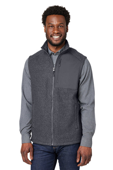 North End NE714 Mens Aura Sweater Fleece Full Zip Vest Carbon Grey Front