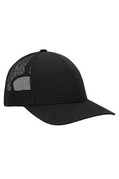 Pacific Headwear P114 Mens Low Pro Trucker Hat Black Front