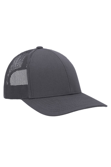 Pacific Headwear P114 Mens Low Pro Trucker Hat Graphite Grey Front