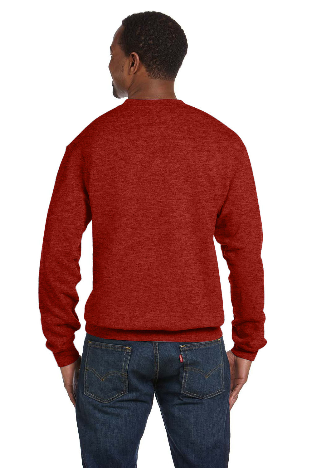 Hanes P160 EcoSmart Print Pro XP Fleece Crewneck Sweatshirt Heather Red Pepper Back
