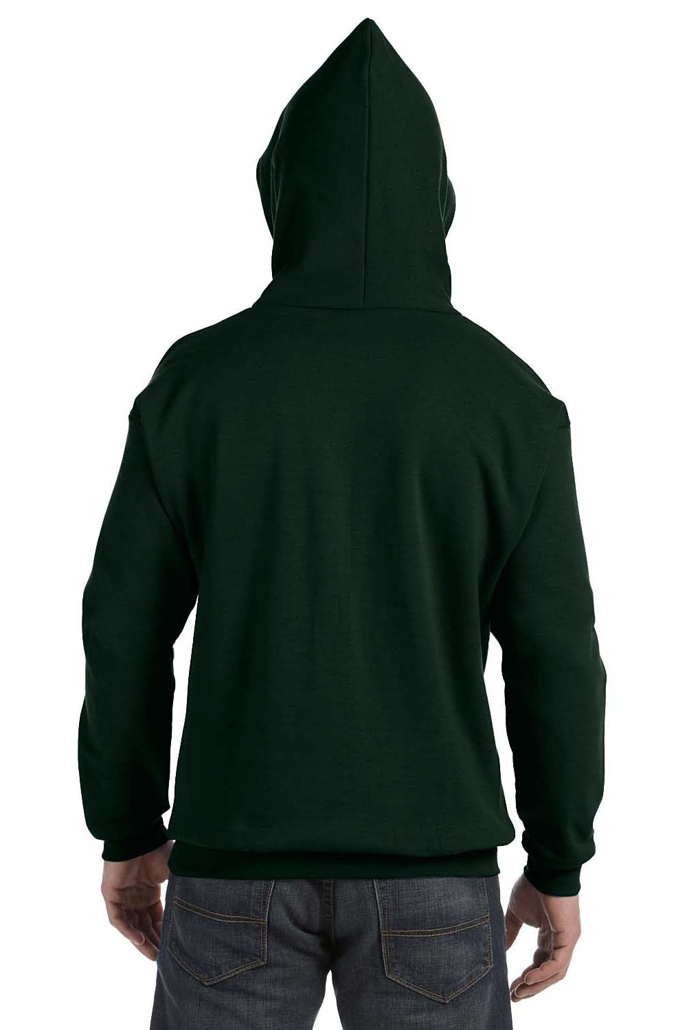 Hanes P170 Mens EcoSmart Print Pro XP Hooded Sweatshirt Hoodie Forest Green Back