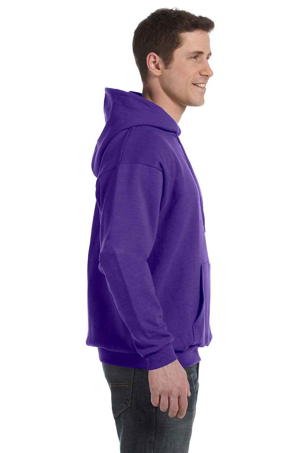 Hanes P170 Mens EcoSmart Print Pro XP Hooded Sweatshirt Hoodie Purple Side