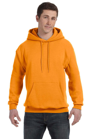 Hanes P170 Mens EcoSmart Print Pro XP Hooded Sweatshirt Hoodie Safety Orange Front