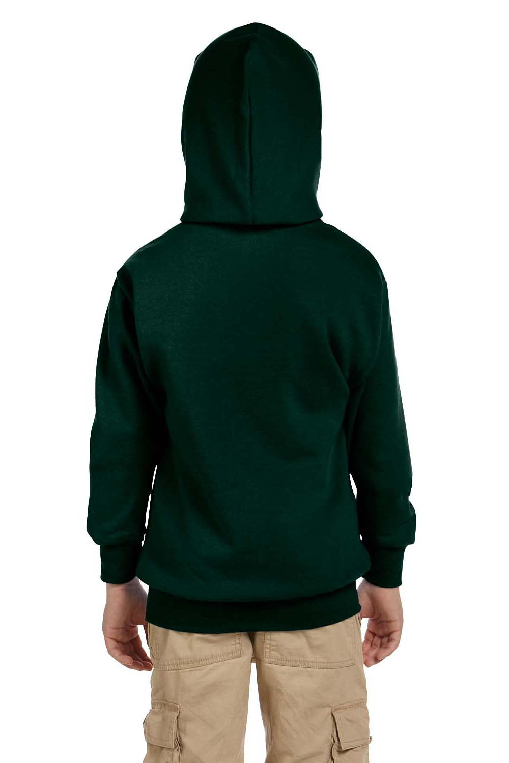 Hanes P473 Youth EcoSmart Print Pro XP Hooded Sweatshirt Hoodie Forest Green Back