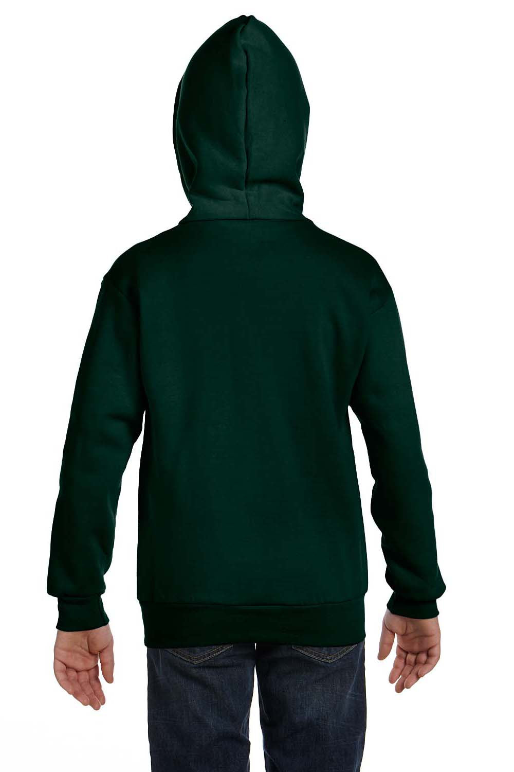 Hanes P480 Youth EcoSmart Print Pro XP Full Zip Hooded Sweatshirt Hoodie Forest Green Back