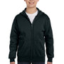 Hanes Youth EcoSmart Print Pro XP Pill Resistant Full Zip Hooded Sweatshirt Hoodie - Black