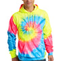 Port & Company Mens Tie-Dye Fleece Hooded Sweatshirt Hoodie - Neon Rainbow
