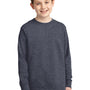 Port & Company Youth Core Long Sleeve Crewneck T-Shirt - Heather Navy Blue